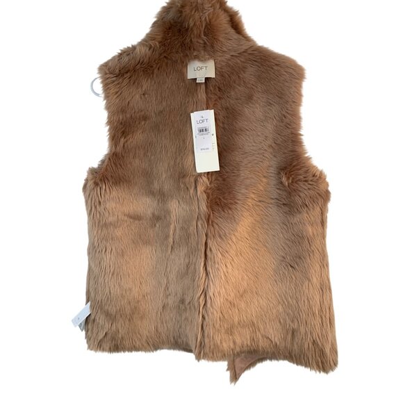 NWT Sz Small Ann Taylor Loft Reversible Faux Suede Fur Vest Womens $110 Pink - Picture 2 of 8